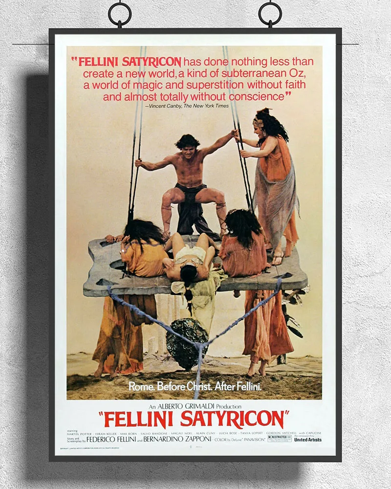 

L363 Феллини Сатирикон (1969) Феллини-Сатирикон (оригинальное название) фильм шелковая ткань плакат искусство Декор внутренняя Окраска Подарок