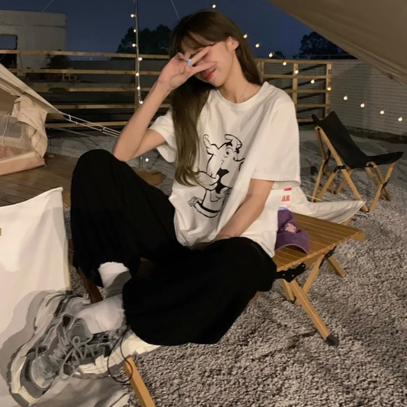 Белая забавная футболка с мультяшным принтом для женщин Новинка лета 2021