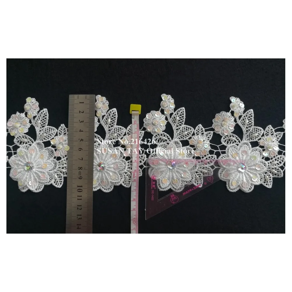 2 ярда/лот x ручная работа слоновая кость/Крем Блестки из бисера 2-слойная