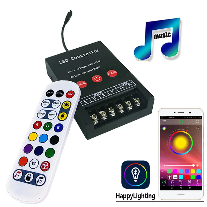 

360W IR Remote Controller 24 keys RGB Music Dimmer Controller Bluetooth-compatible LED Strip TV KTV Bar Backlight Controller