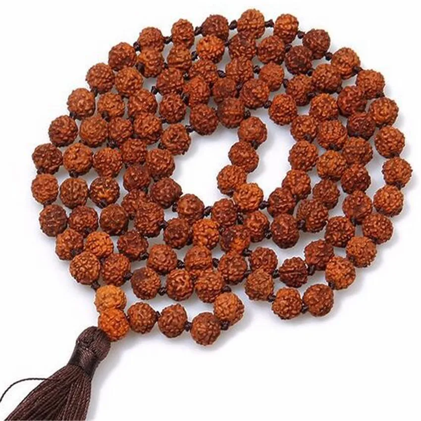 

Natural Rudraksha Necklace 108 Buddha Beads Bracelet National Style Glowing Chakra Elegant Thanksgiving Day Practice Beaded