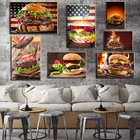 Картина на холсте гамбургер, вкусный постер и принт с изображением гамбургеров, Декор для дома, настенное искусство, картина с изображением еды гамбургера-Кока, украшение для кухни и комнаты, современные картины