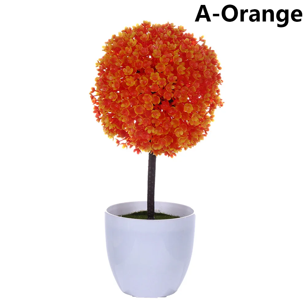 A-Orange 1 комплект искусственный пластиковый бонсай заменитель пены в горшке реалистичные растения Настольный орнамент топиарная сосновая дерево украшение для дома ремесла - Цвет: A-Orange