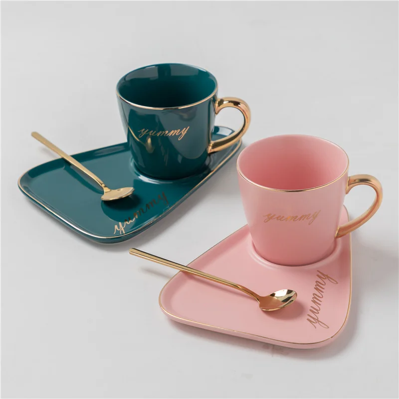 Чашка с ложкой Европейский роскошный керамический офисный кофейный набор чашка