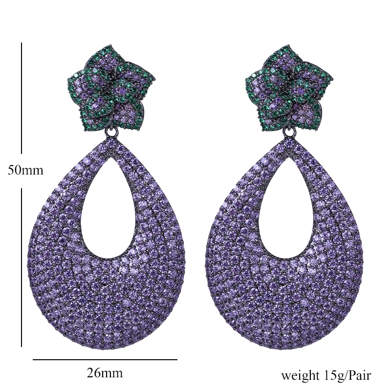 Женские серьги с кубическим цирконием модные капельки в цветочек для свадебного