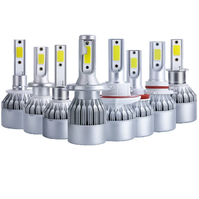 

Пара/распродажа светодиодных фар C6 COB H1H3H4H7H11H13 880 9005 9006 6000K, светодиодсветильник лампы с высосветильник щением для автомобиля