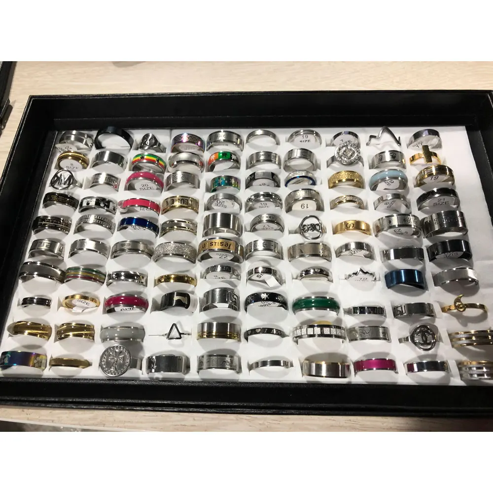 Оптовая продажа 100 шт смешанные стили мужские и женские кольца на палец ювелирные