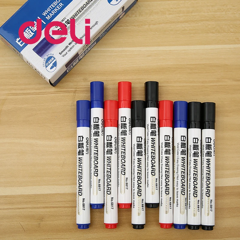 Deli 1 шт./упак. маркерная ручка черный синий красный Легко протирается прочная