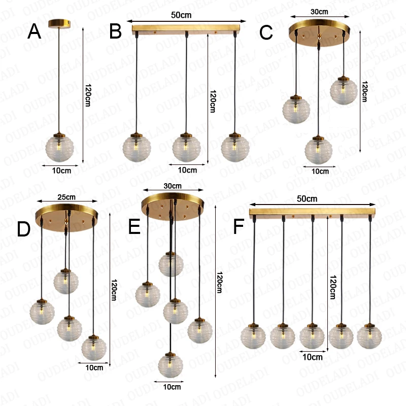 

Modern minimalist metal 1 head / 3 heads / 5 heads restaurant lamp Nordic bedside ball glass small pendant lamp E27