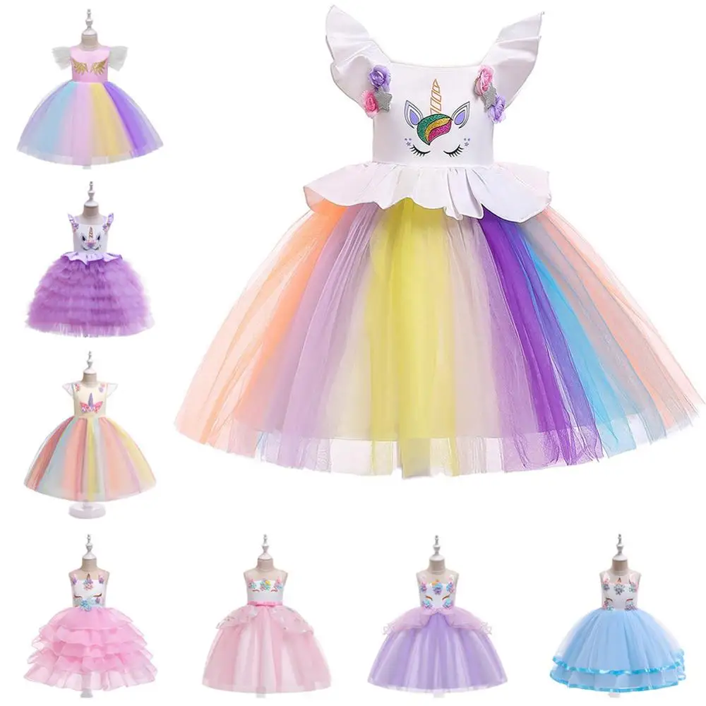 2020 платье с цветочным узором для девочек Единорог платья Пасхальный костюм
