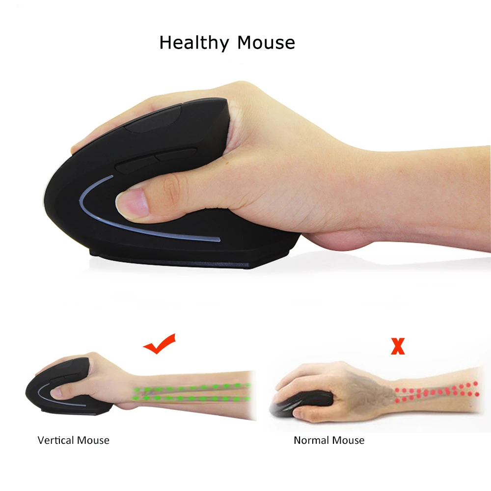 

Wireless Vertical Computer Mouse Rechargeable Ergonomic Optical USB Left Hand Mause 1600 DPI Upright Game Mice For PC Laptop Mac