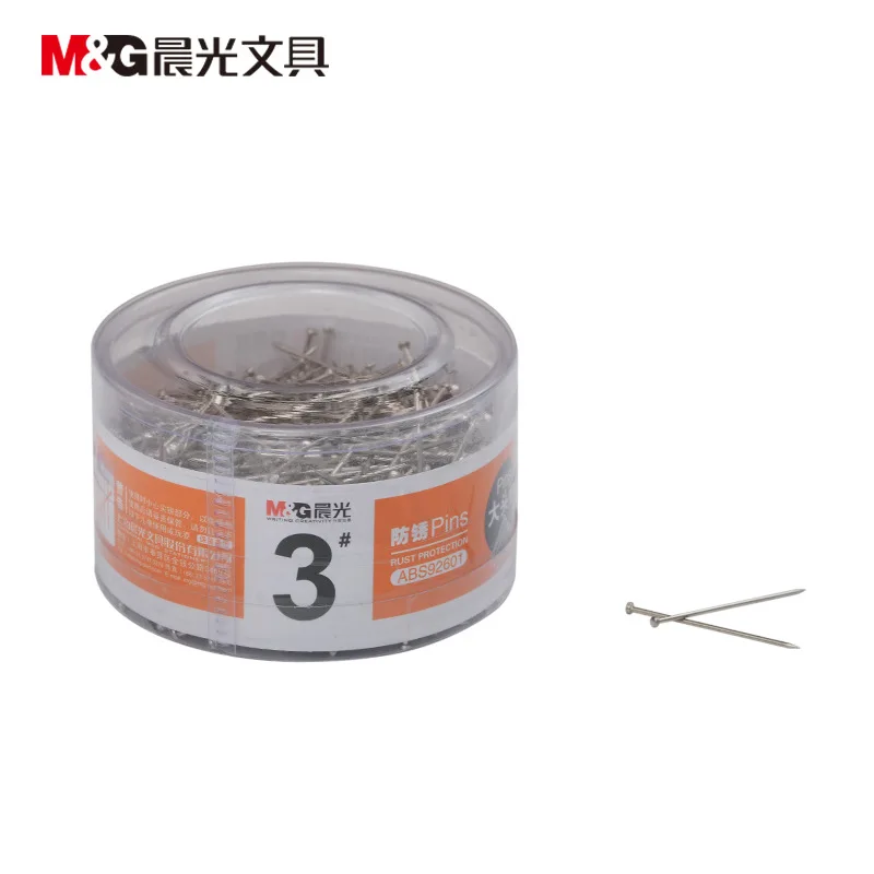 

M&G Silver 100g pack 3# Size Straight Pins Stationery binding Tools School Office Metal Standard Good Quality Metal Staple