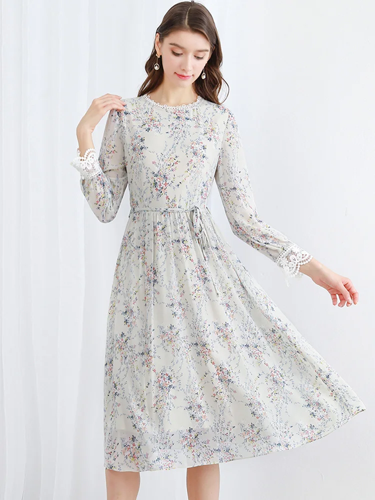 Женское шифоновое платье с поясом Only Plus весеннее элегантное облегающее