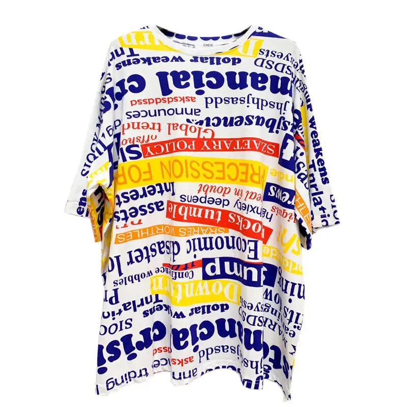 

Summer new full-color monogrammed short-sleeved tees for men and women wear the same loose-fitting hip-hop street couplers