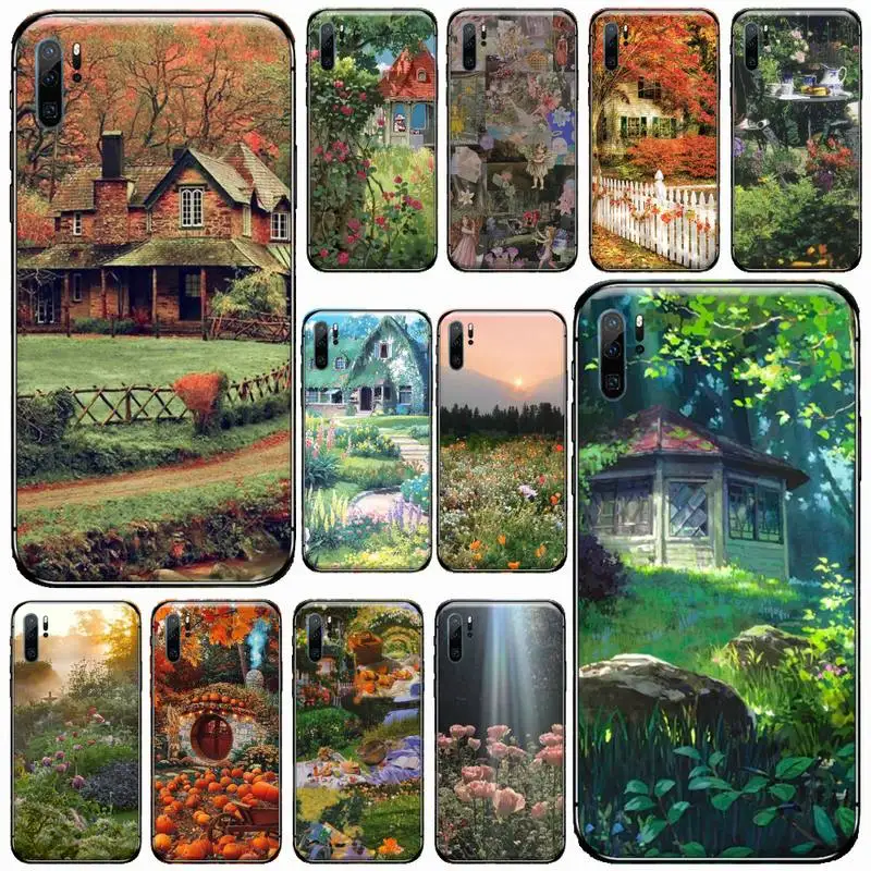 

cottagecore Flower landscape Phone Case For Huawei honor Mate P 9 10 20 30 40 Pro 10i 7 8 a x Lite nova 5t