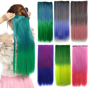 Jeedou клип в наращивание волос Одна деталь с 5 клипы прямо синтетического природного Цвета выметания постепенное Ombre Цветные шиньоны