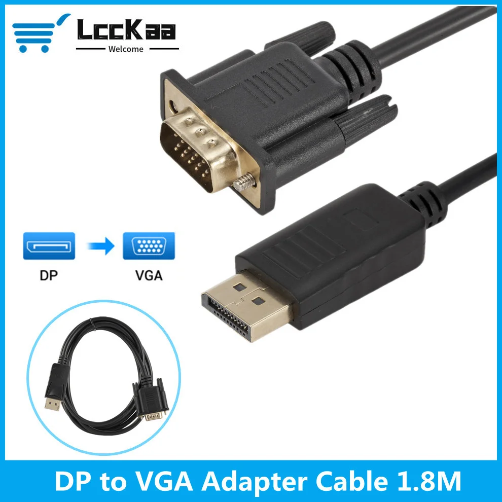 Cable adaptador DisplayPort DP a VGA, convertidor macho a macho de 1,8...