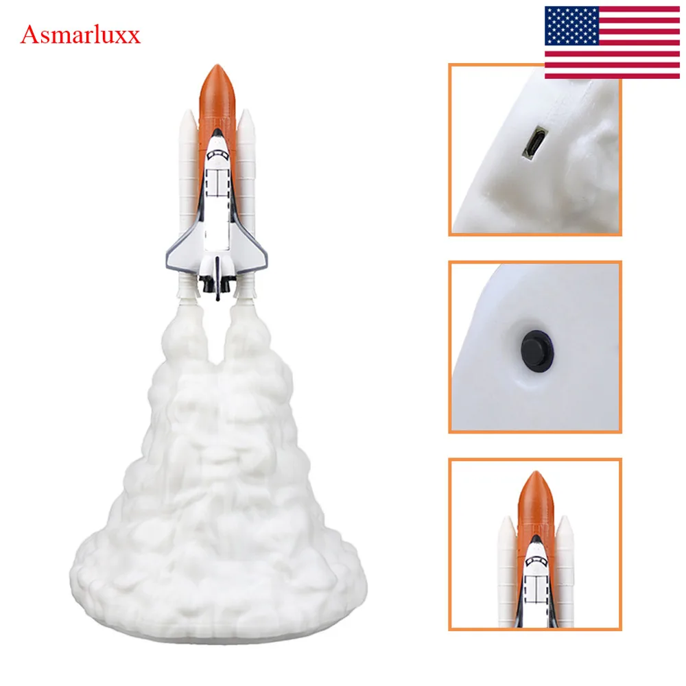 Rocket lamp 1 3D печать космический челнок лампа лампы в виде Луны Ночной светильник светодиодный для детей Детская спальня креативная ракетная лампа для Хэллоуина подарок - Испускаемый цвет: Rocket lamp 1