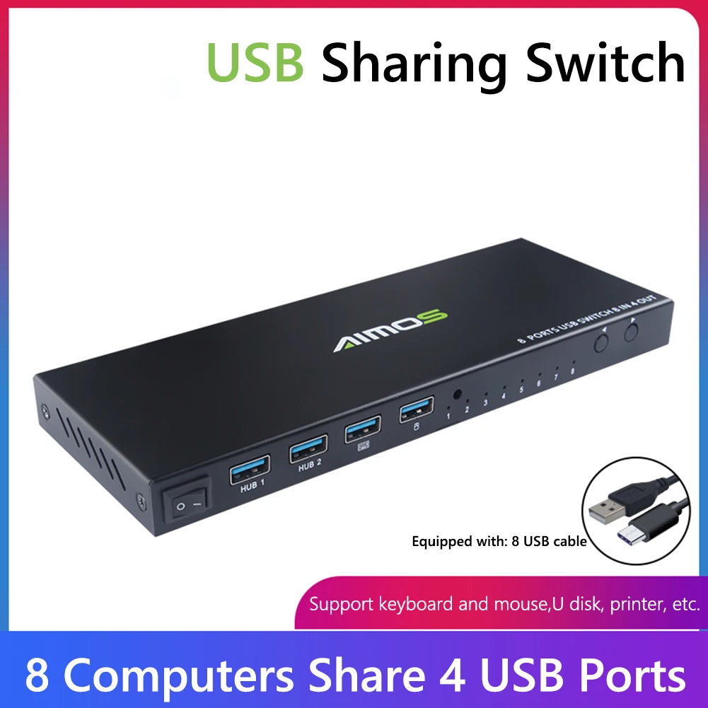 8 Ports HDMI-compatible KVM Switcher 8 IN 1 Out USB Splitter Support 1080P 4K Monitor or Sharing Keyboard Mouse KVM Switch