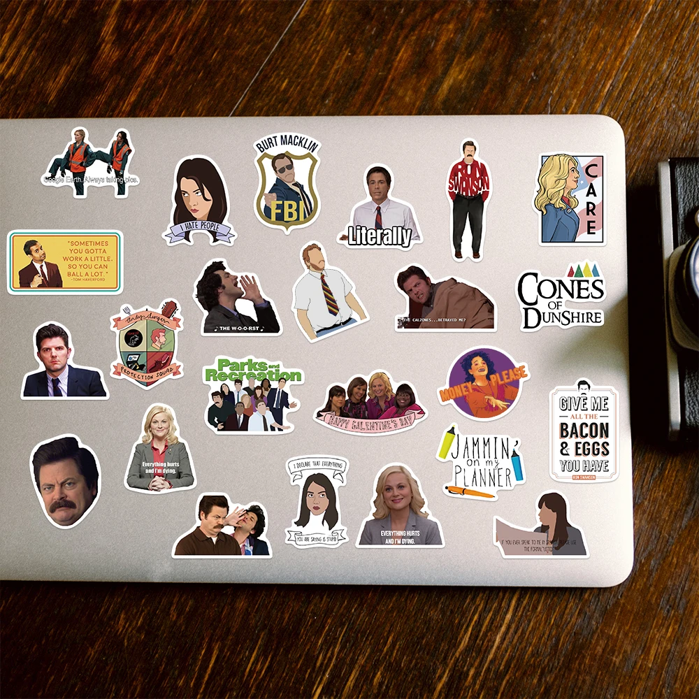 

50pcs Funny TV Parks and Recreation Waterproof Stickers for Skateboard GHelmetFridge Graffiti kids toys Stickers