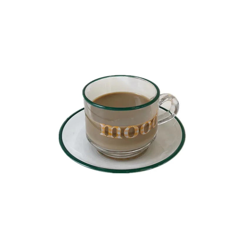 Стеклянная чашка посуда для кухни столовая кофейная кружка с блюдом