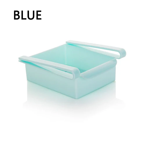 A-BLUE ABS боковая стойка для хранения, органайзер, регулируемая полка для холодильника, держатель для ящика, органайзер, экономия пространства, фруктовая закуска, кухонная полка, полка - Цвет: A-BLUE