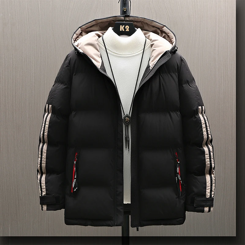 2021 Winter Hooded Cotton-padded Coat Men INS Thickened Warm Jacket Casual Youth High Quality Streetwear Tops Male Clothes