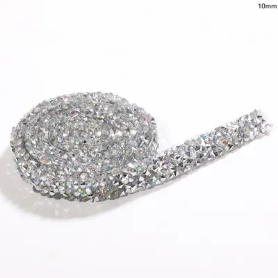 1cm-White AB 1 ярд швейная отделка орнамент из кристаллов Стразы горячей фиксации горный хрусталь лента аппликатор лента со стразами железо на аппликации для платьев - Цвет: 1cm-White AB