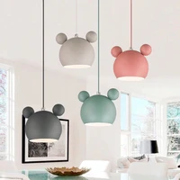 creative mickey chandelier wall lamp nordic modern colorful macaron hanging lamp childrens room restaurant decoration lampe27