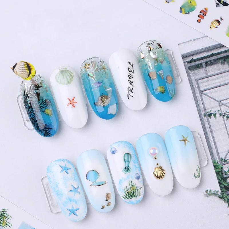 1 шт. цветные наклейки для ногтей акриловый океан лето пляж тема серии смешанные s