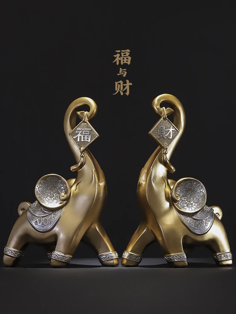 

European Style Elephant Figurine Resin Ornaments Home Decoration Accessories Gift Office Gadgets Resin Gold Elefante Decoracion