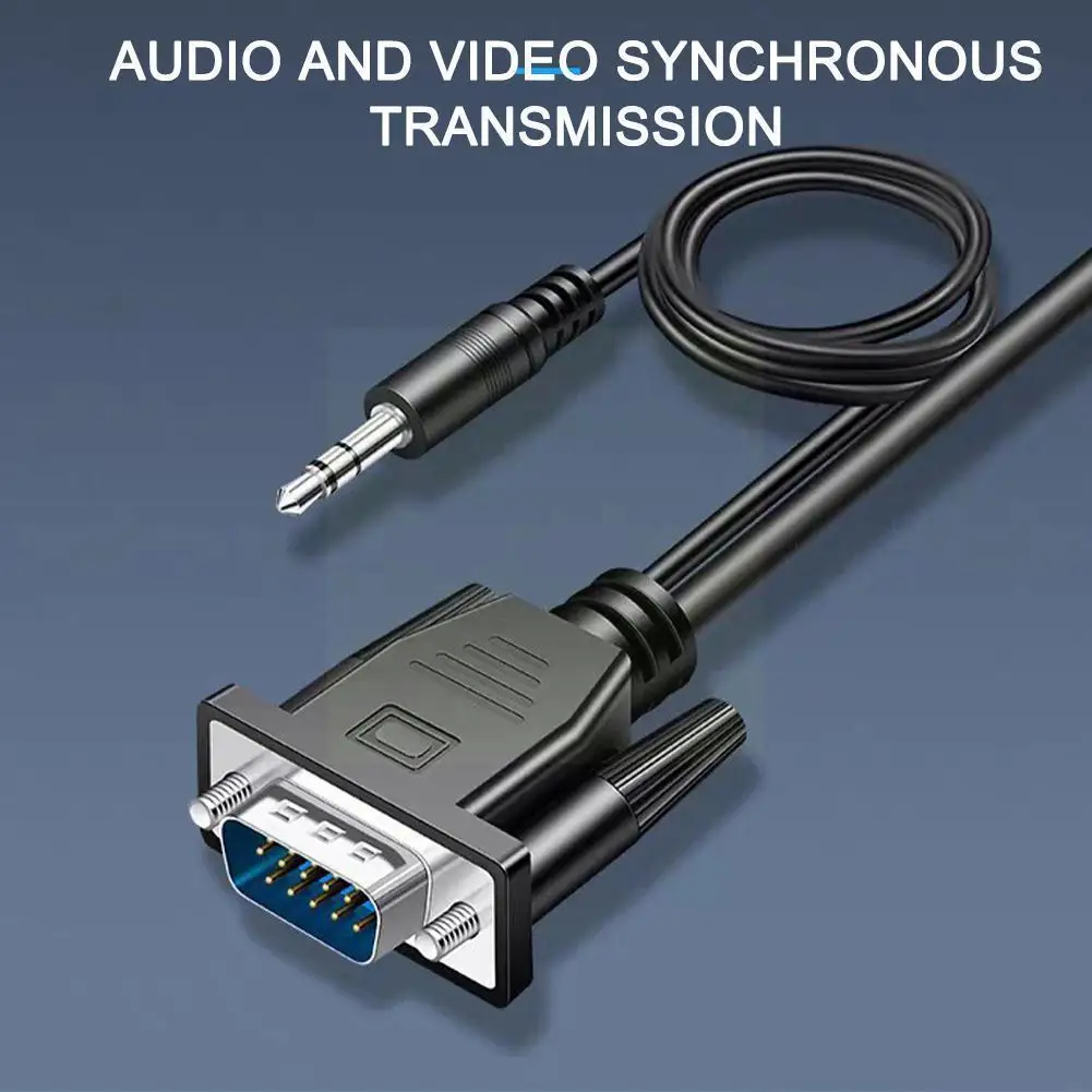 

Vga To -compatible Adapter Cable With Audio Transmission Conversion 1080p Cable T6y0
