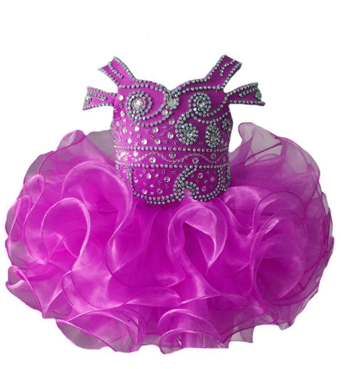 Платье-пачка с бретельками украшенное бусинами для младенцев первого причастия