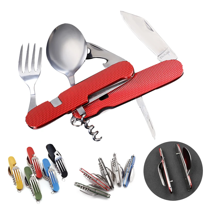 Многофункциональный инструмент портативная открывалка для банок складная вилка