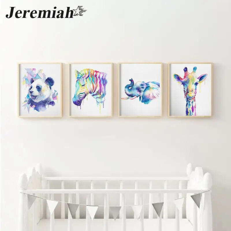 

Абстрактные акварельные панды Жираф тигр животные скандинавские постеры и принты Картина на холсте настенные картины для детей домашний д...