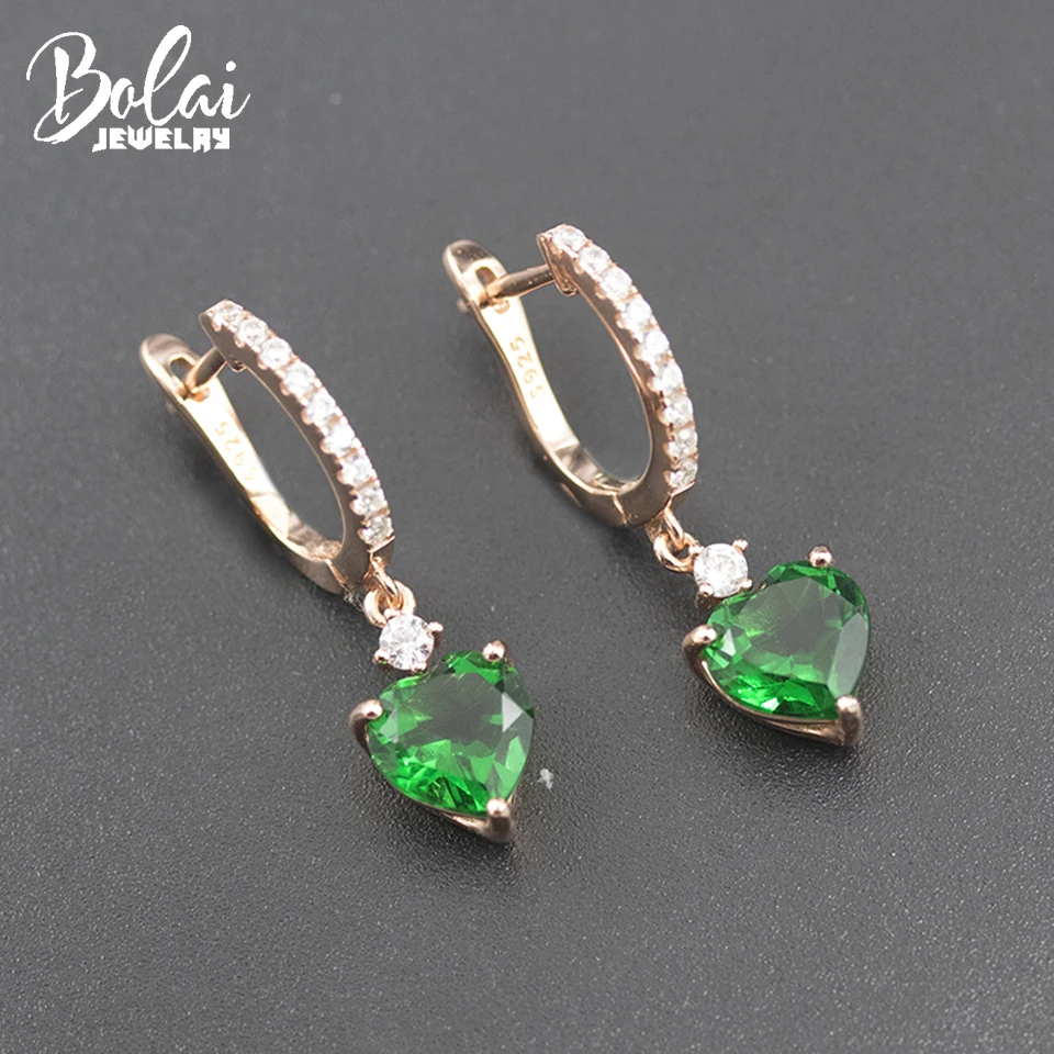 Женские серьги подвески Bolai из серебра и камней с розовым золотом свадебные