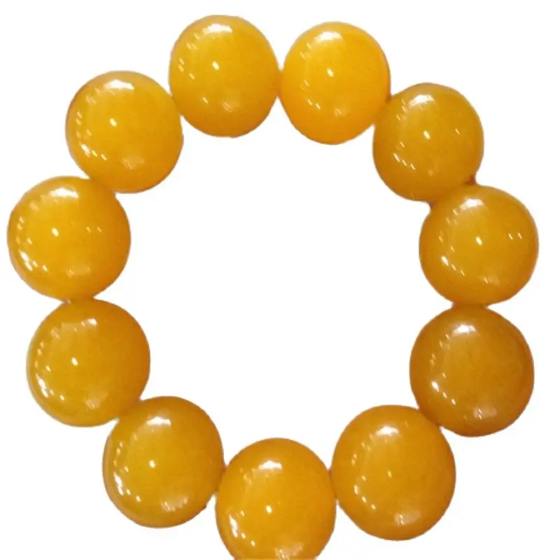 China Natural Yellow Jade Round Bead Bracelet Elastic | Дом и сад
