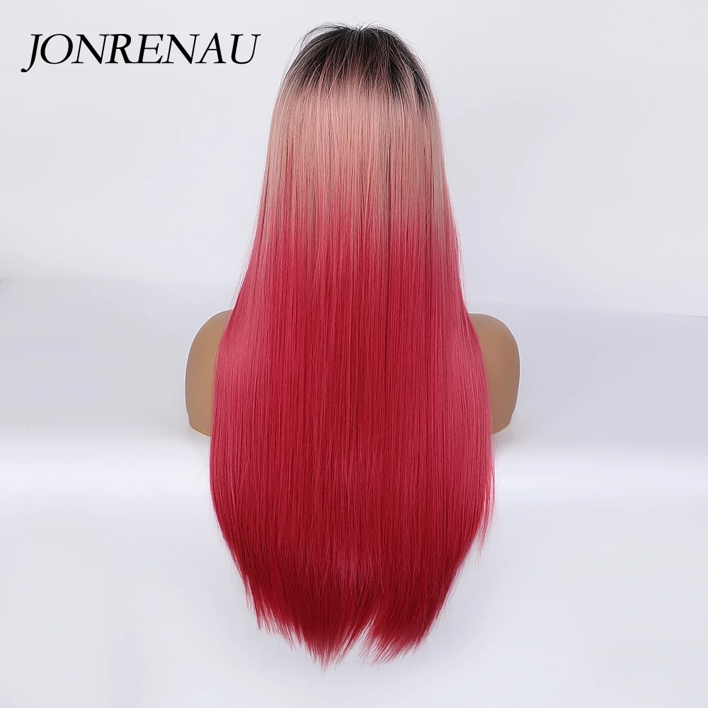 Jonrenau синтетический длинный прямой коричневый корень омбре розовый парик с челкой косплей парик для белых и черных женщин термостойкое воло... от AliExpress WW