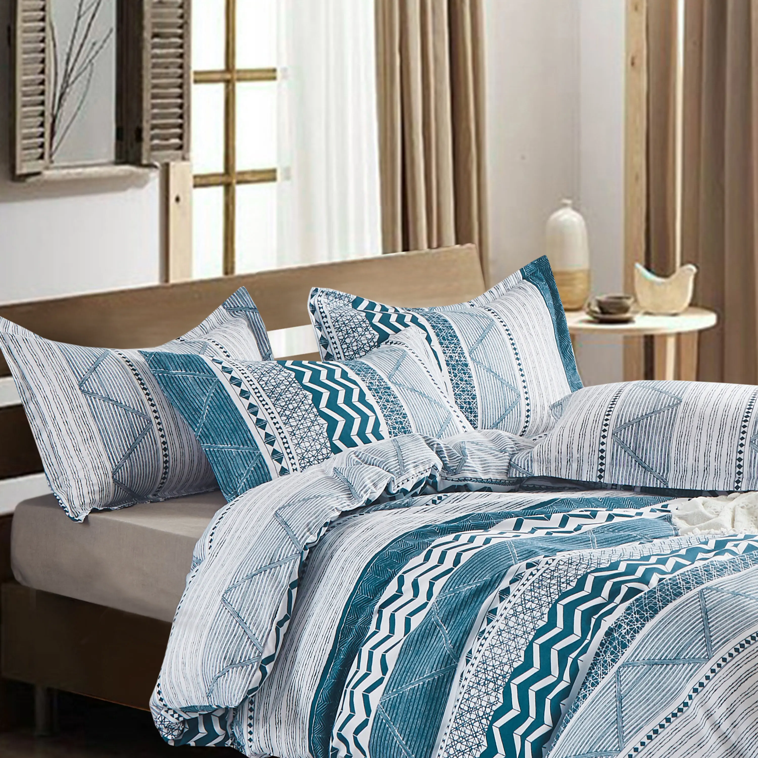 Nordic Stripes Bedding Set Geometry Duvet Cover With Pillowcase Quilt Covers Blue Single Twin Queen King Size Bed | Дом и сад
