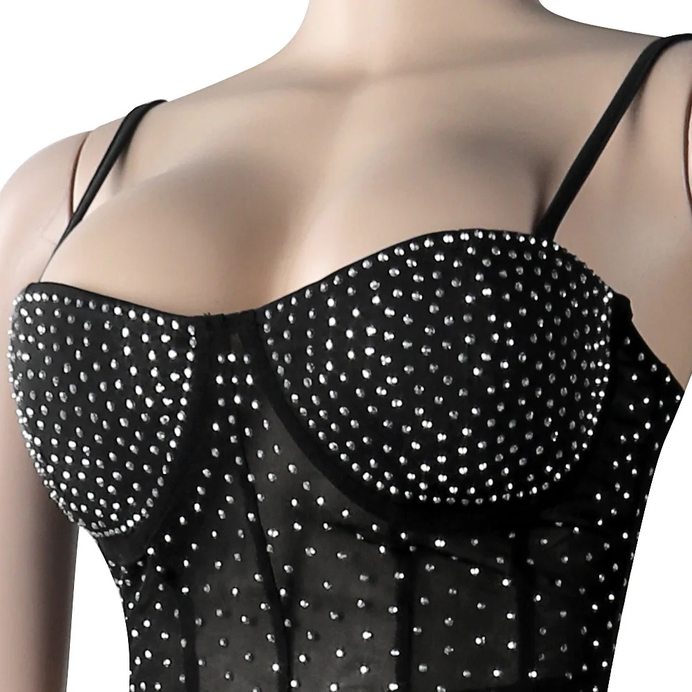 Женский комплект из двух предметов привлекательная сетчатая Юбка со стразами