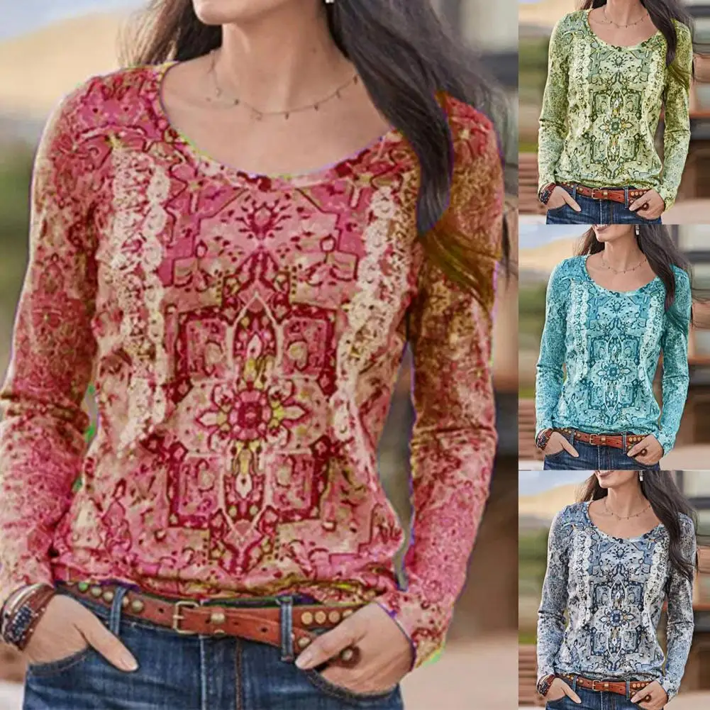 Новинка Женская Повседневная Цветочный принт блузка рубашка для женщин с О