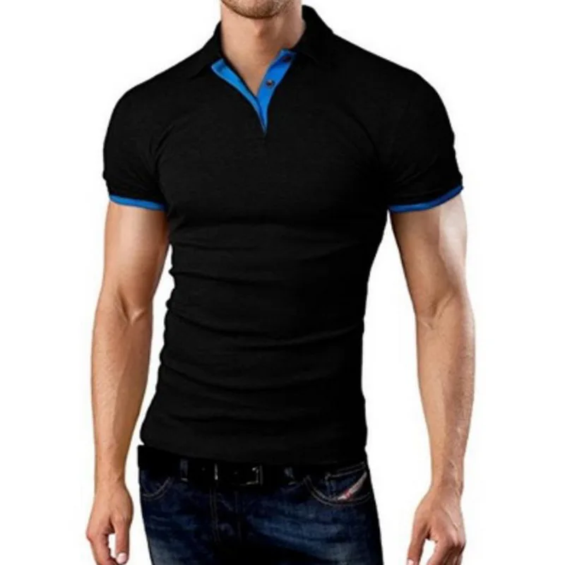 

2019 New Summer Mens Polo Shirt Short Sleeve Turn-over Collar Slim Tops Casual Breathable Solid Color Business Shirt