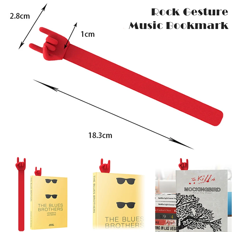 

Silicone Bookmark Cute Rock Gesture Book Marker Finger Poin for Student Writer Office Supplies US-Drop