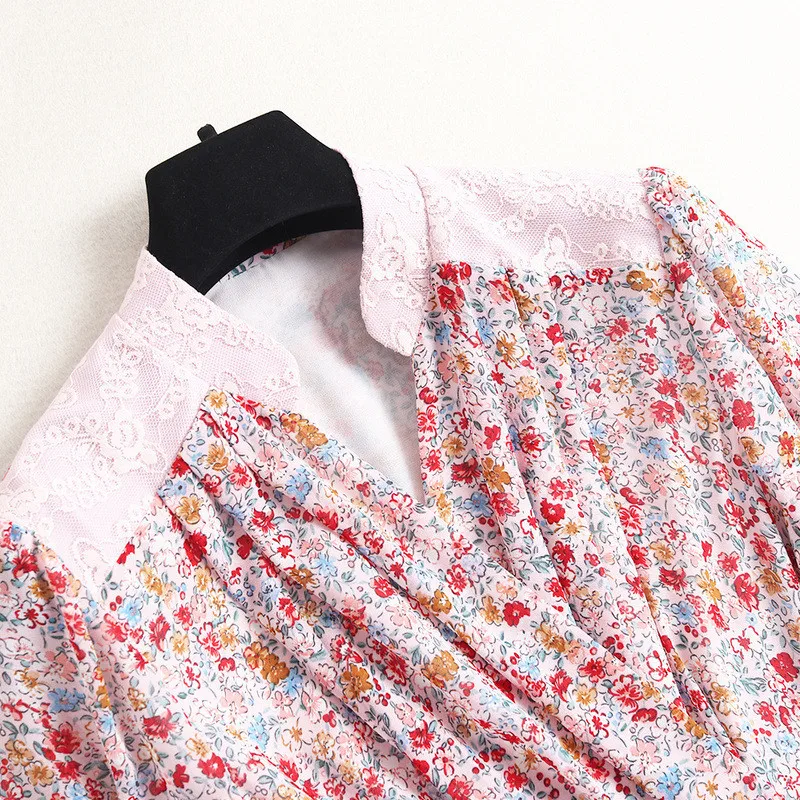 

2021 Spring New Women Fashion Runway Designers Floral Print Long Chiffon Dress Elegant Bandage Party Vestidos Bohemian Festa