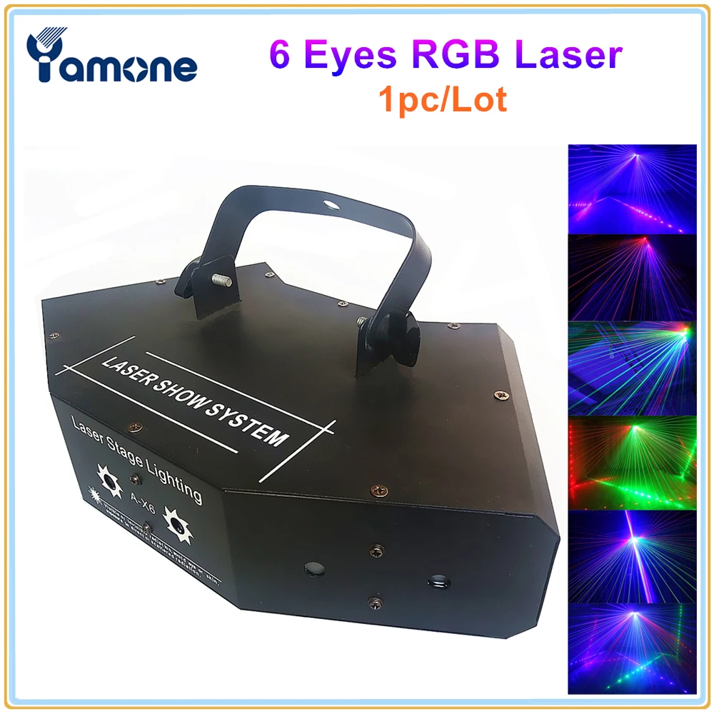 

1pc/Lot 6 Eyes RGB Laser Light DMX Scan Laser Stage Light RGB Full Color Six- Eye Beam Laser Club DJ Disco Laser Projector Light
