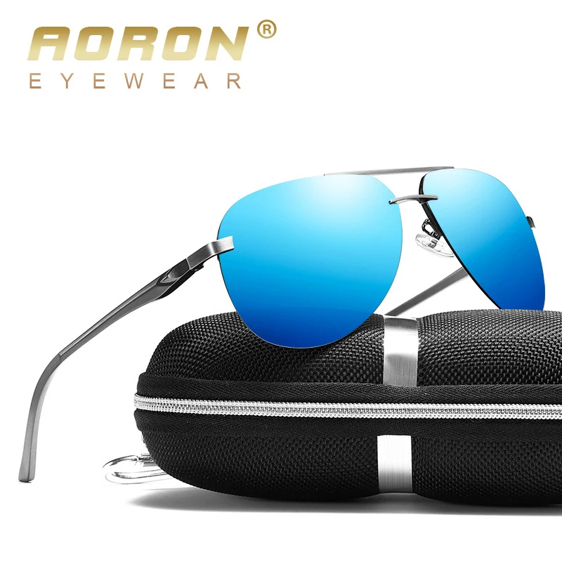 

AORON Brand Design Sun Glasses Aluminum Leg Mirror Men Polarized Sunglasses Men Lens Sunglasses for Men/women 143