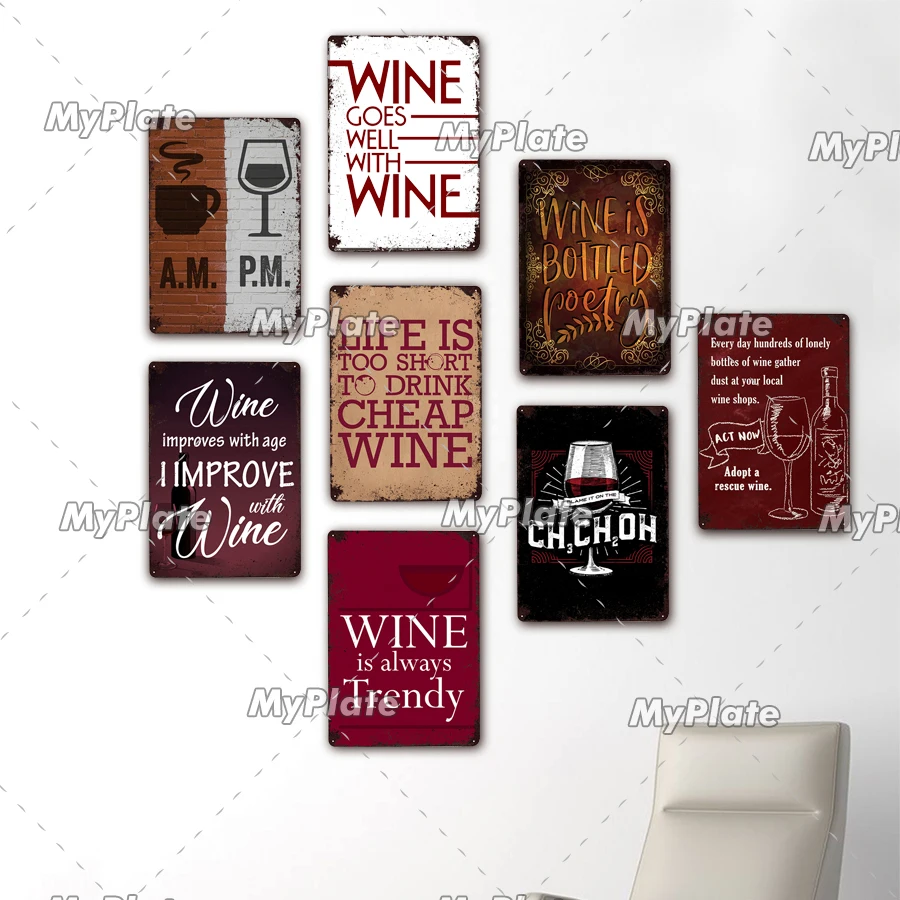 Вино металлический знак Винтаж Жестяная Табличка с надписью пластина Настенный