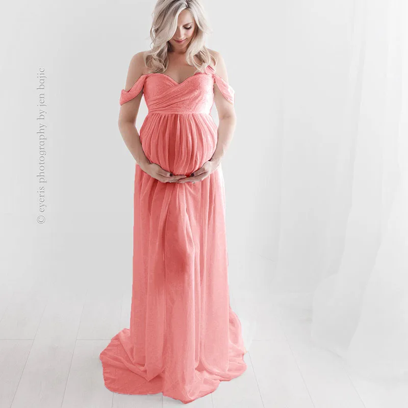 

Платье для беременных без Плеч для фотосъемки сексуальные платья для беременных с разрезом спереди для фотосъемки розовое платье для берем...