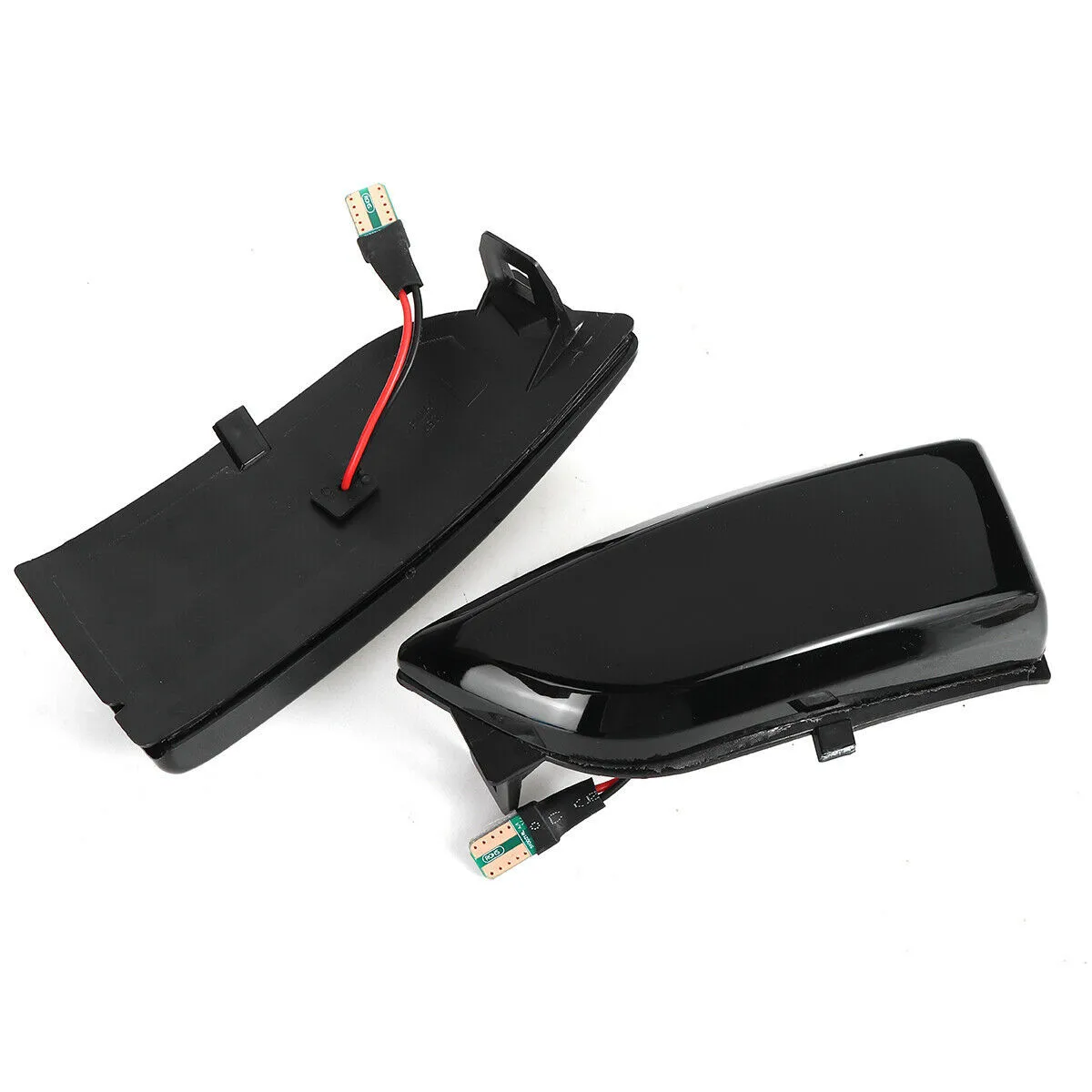 

Left & Right Dynamic Turn Signal Lights Plastic+LED Side Mirror Light Smoked Black Tool Yellow 2x