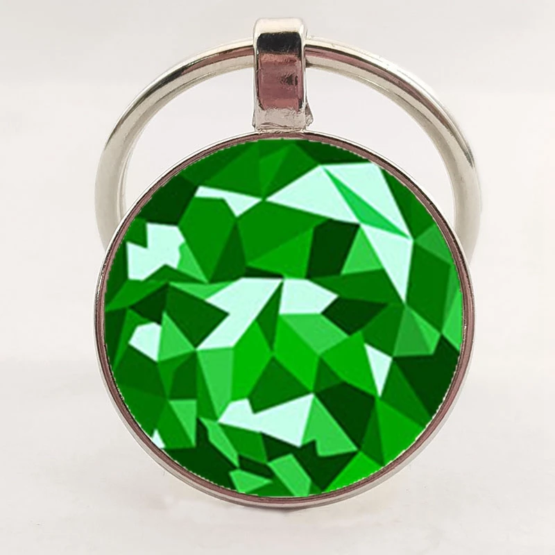 Кольцо для ключей с камнем круглым стеклом 12 камень по дню рождения цепочка на